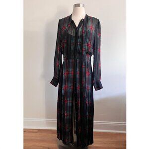 J. Crew Tie-Neck Chiffon Dress, Stewart Tartan Plaid, Small